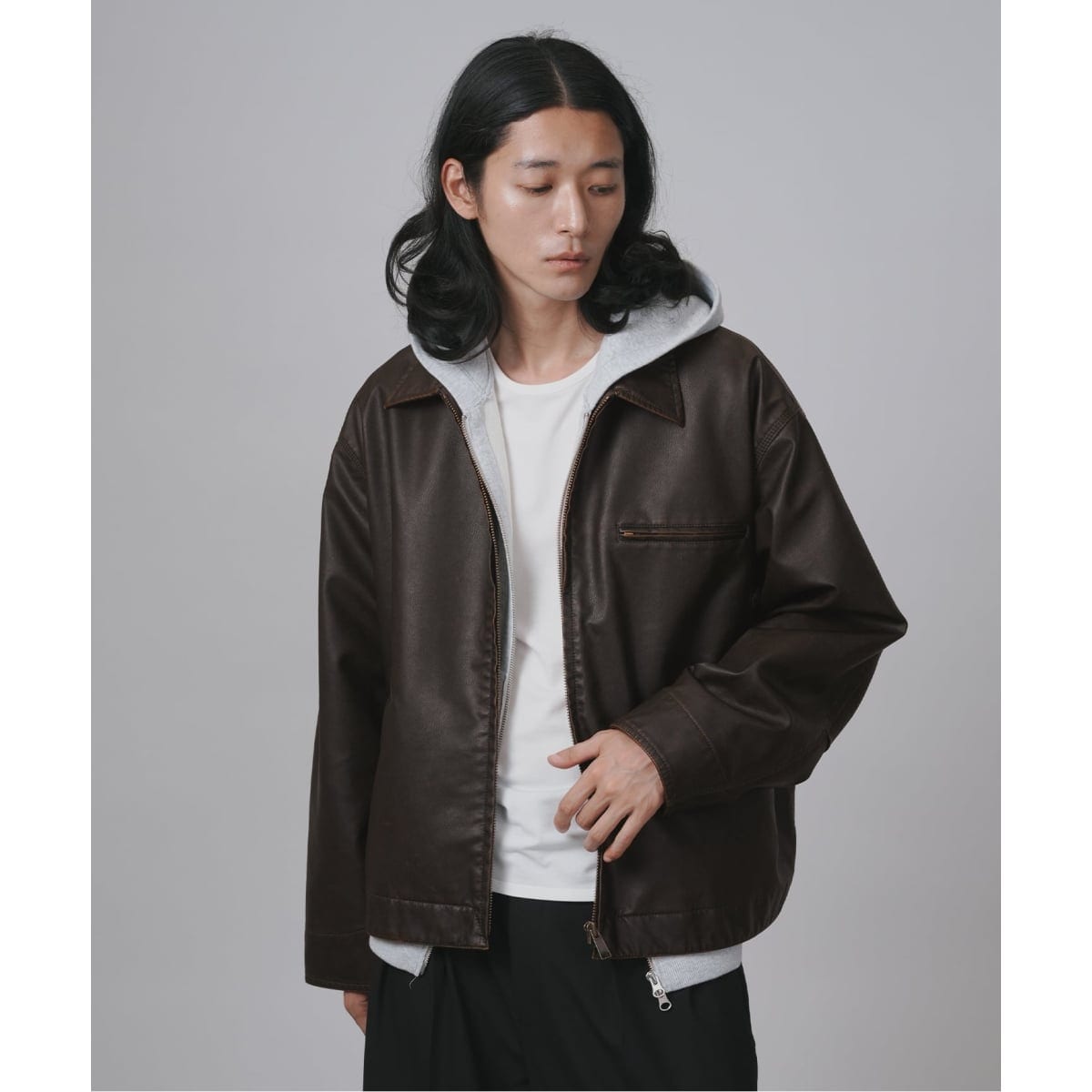 SHIPS any: フェイク スエード (ポリエステル) ダブルライダース