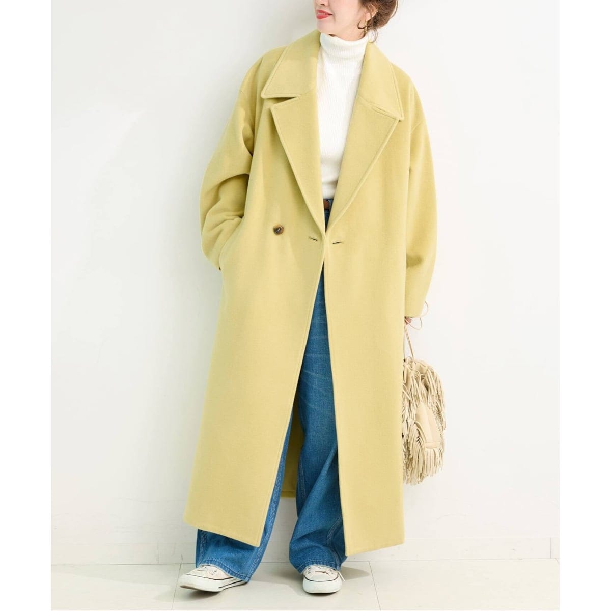 Spick and Span W/Nyモッサステンカラーショートコート ベージュ Spick & Span（スピックアンドスパン）の「W/Nyモッサステン