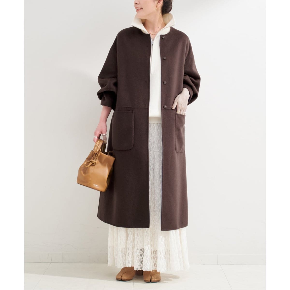 SLOBE IENA　スイビダブルクロスノーカラーダブル前コート スイビダブルクロスノーカラーダブル前コート | スローブ イエナ