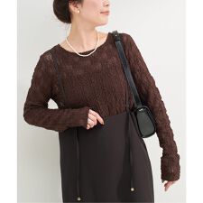 手洗い可 / ストレッチフラワーレースプルオーバー