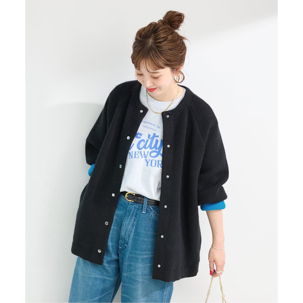 ✩︎⡱B.C STOCK 2層スムース編みロングカーディガン　ブラック✩︎⡱ 追加2予約》【WEB限定】2層スムース編みロングカーディガン