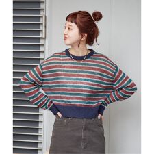 手洗い可 / フォギーマルチボーダーニットプルオーバー