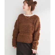 手洗い可 / ループメッシュボーダーニットプルオーバー