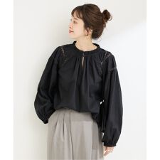 手洗い可 / ドビーハシゴレースブラウス