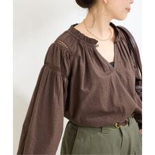 手洗い可 / ドビーハシゴレースブラウス