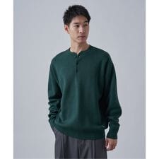 【ANTS & ELEPHANTS】2トーン スウェットライクヘンリーネックニット
