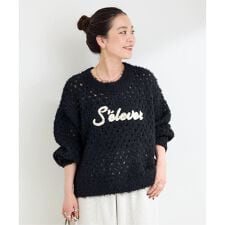 手洗い可 / フェザーヤーン透かし編みロゴニット