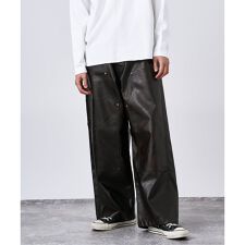 フェード加工 フェイクレザー ダブルニーパンツ