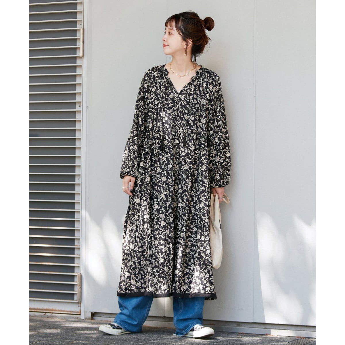 追加6予約》【WEB限定】手洗い可 / ベロアフラワー刺繍ワンピース