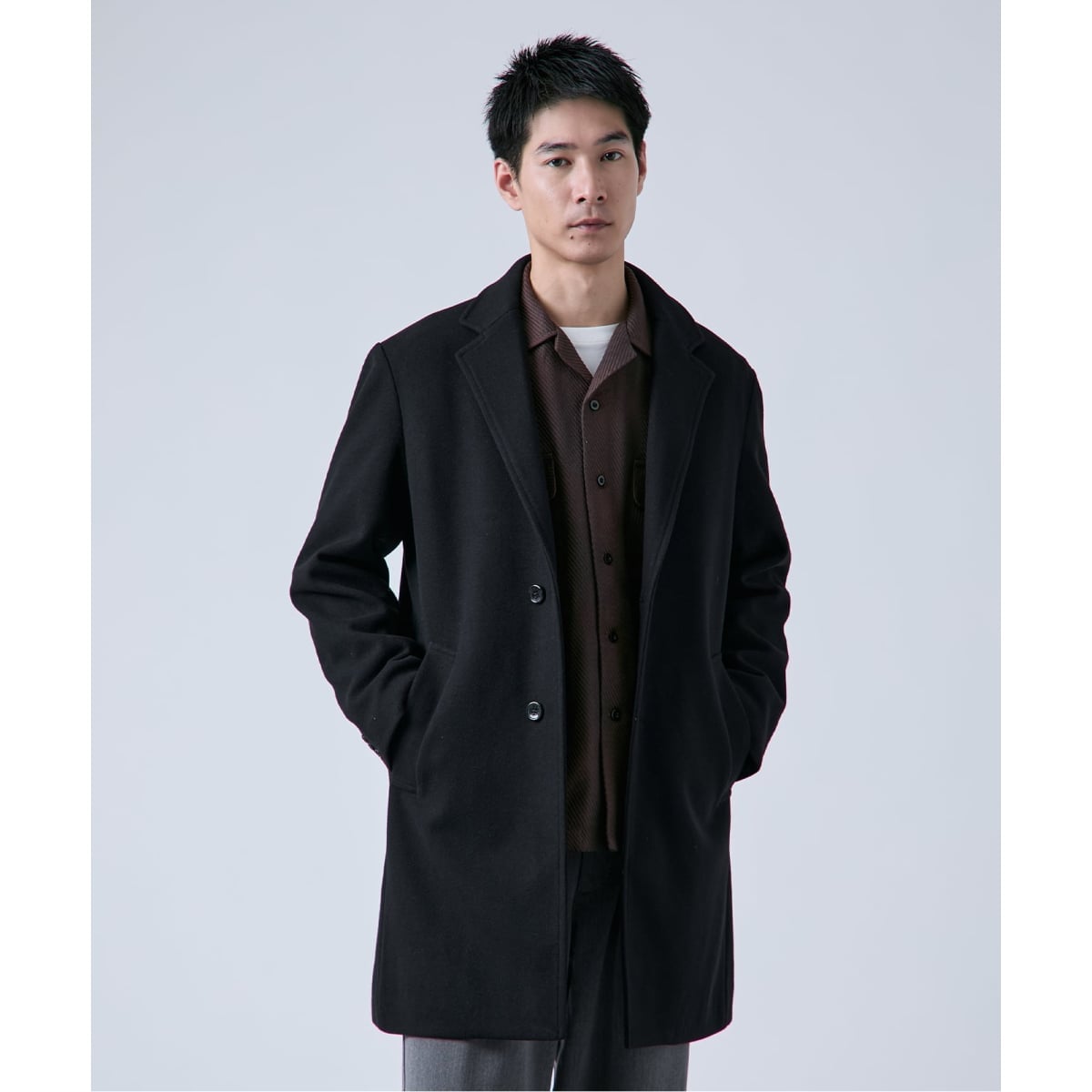 【tk.TAKEO KIKUCHI】ダブルオーバーコート M ブラック ダブルオーバーチェスターコート（チェスターコート） | tk