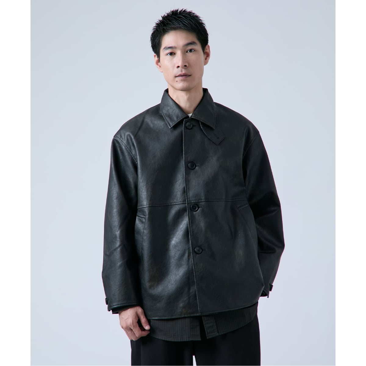 フェード加工 フェイクレザーカーコート | ベーセーストック(B.C STOCK