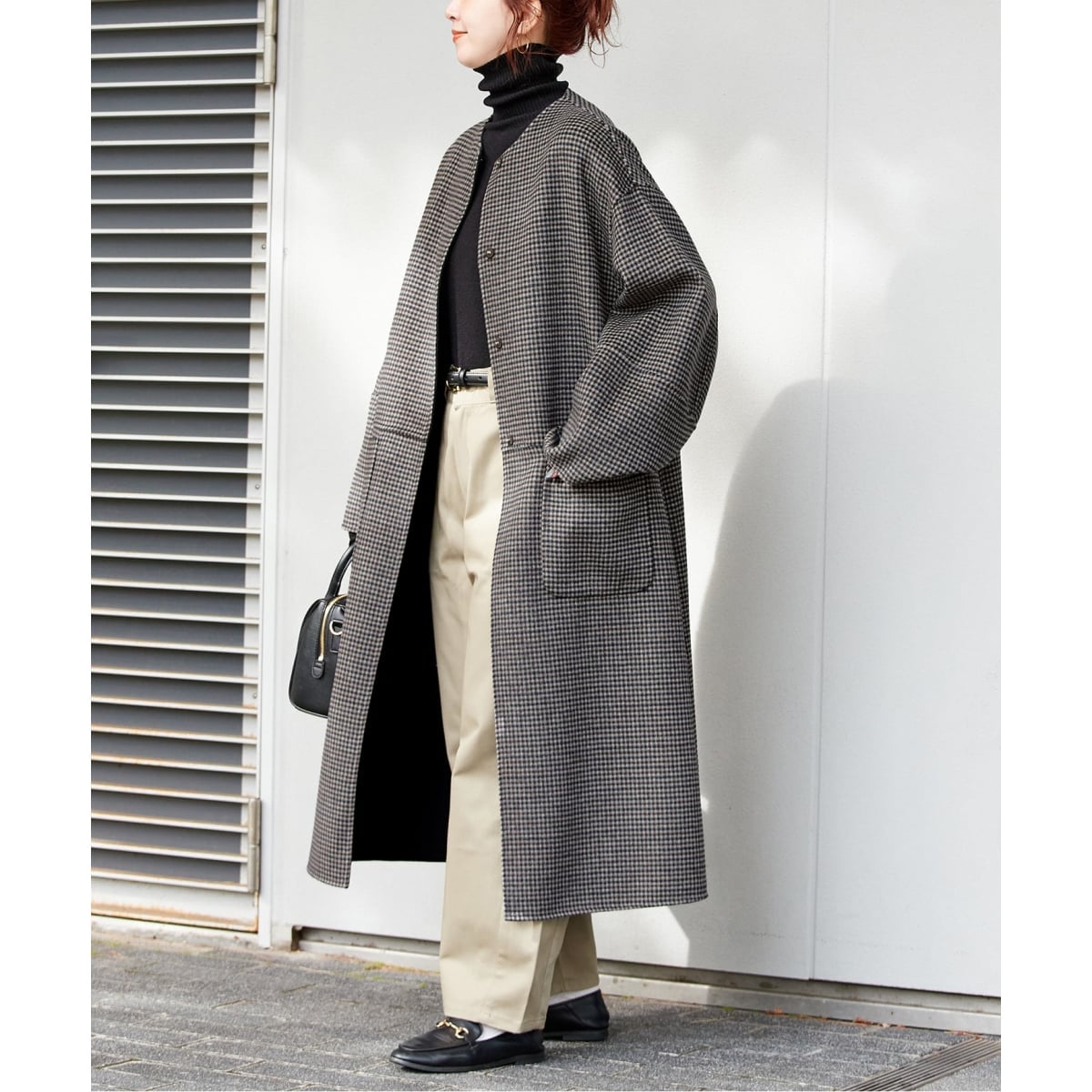 スイビダブルクロスノーカラーダブル前コート | スローブ イエナ(SLOBE