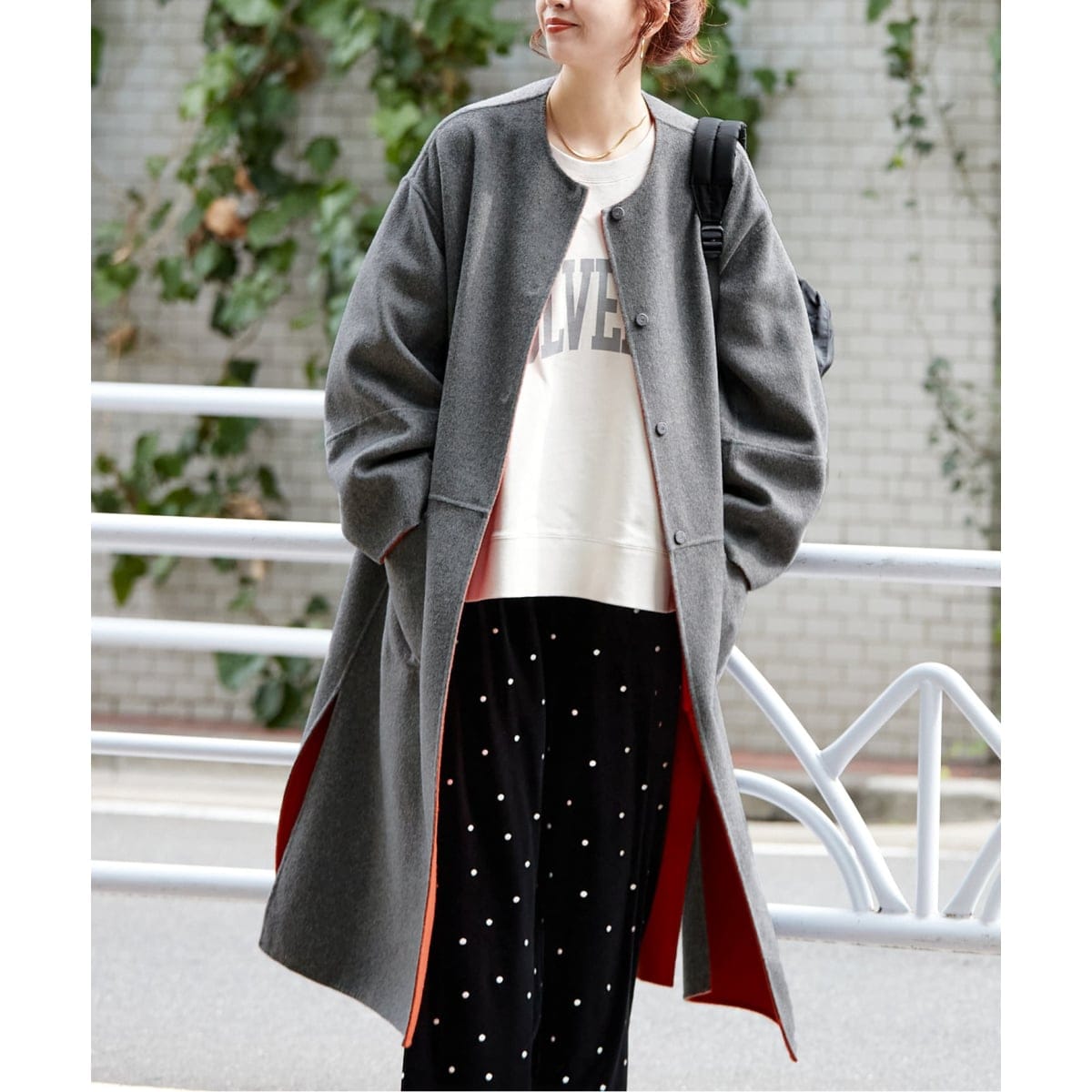 スイビダブルクロスノーカラーダブル前コート | スローブ イエナ(SLOBE