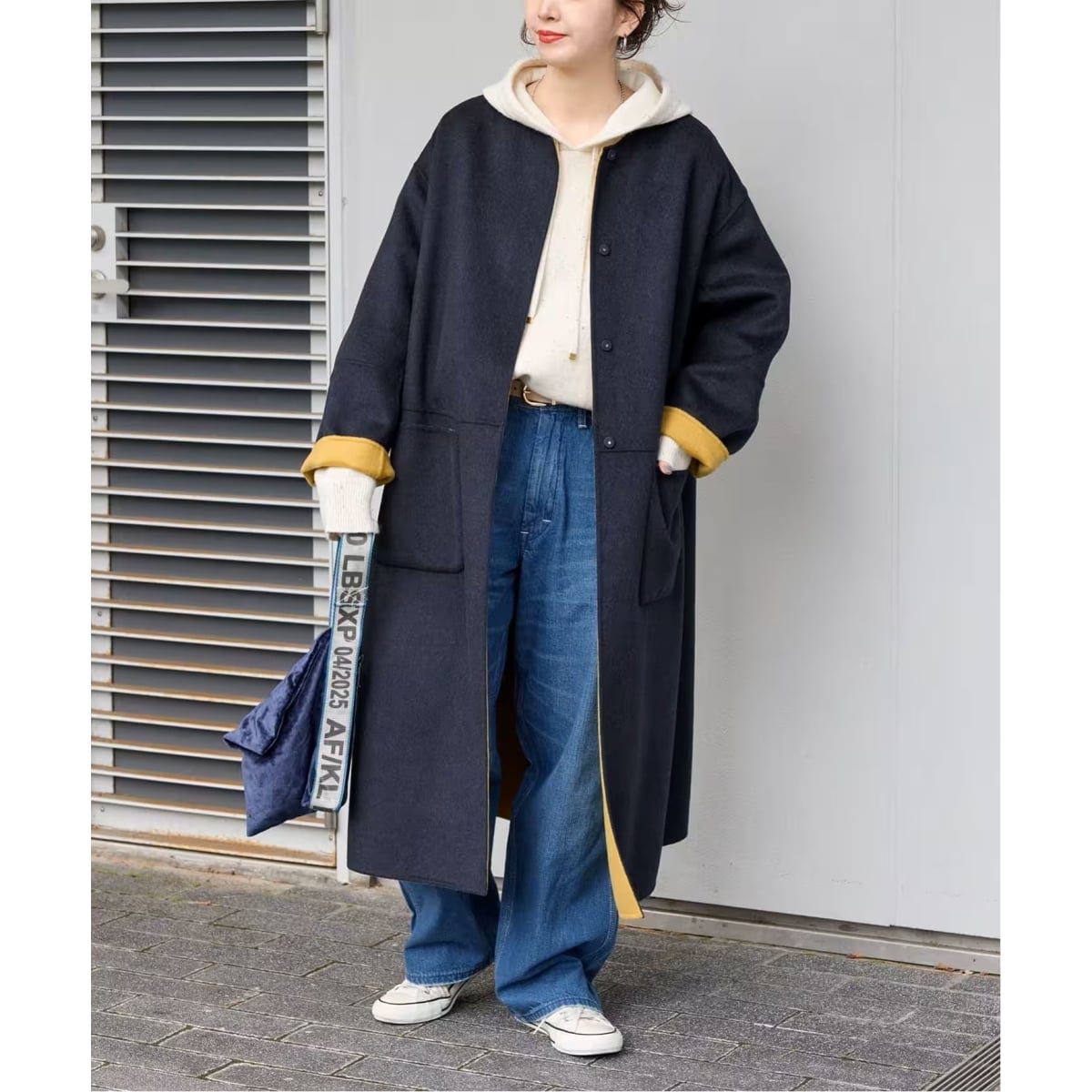 スイビダブルクロスノーカラーダブル前コート | スローブ イエナ(SLOBE