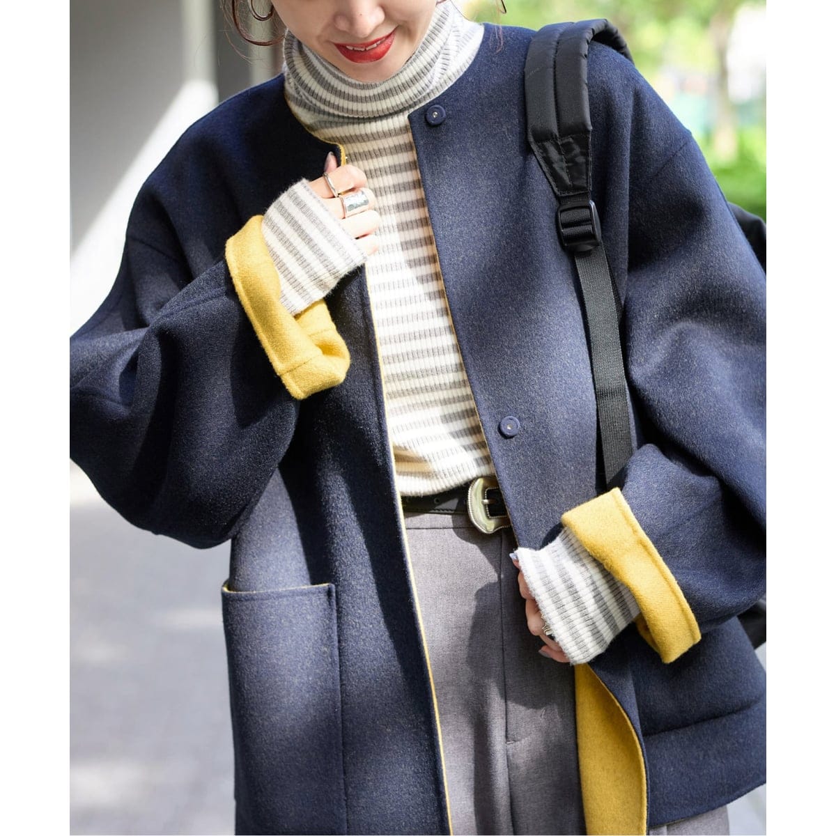 souple woolダブルフェイスノーカラーコート | スローブ イエナ(SLOBE