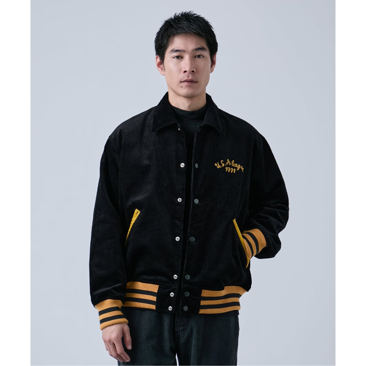 WEB限定 WARDROBE SMART】ブラックメルトン レザーライク スタジャン