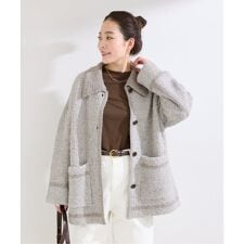 《Sサイズ展開》手洗い可 / ツイード調パイルニットジャケット2