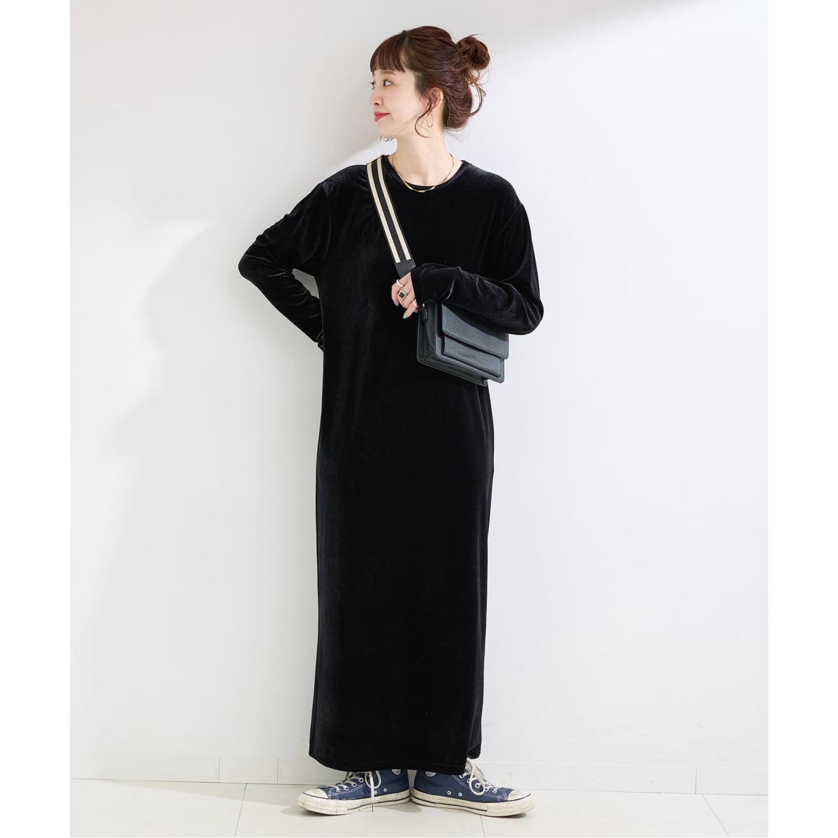 【NEW】ベーセーストック（B．C STOCK）/手洗い可 / クレープベロア L/S ワンピース 手洗い可 / クレープベロア L/S ワンピース | ベーセーストック(B.C