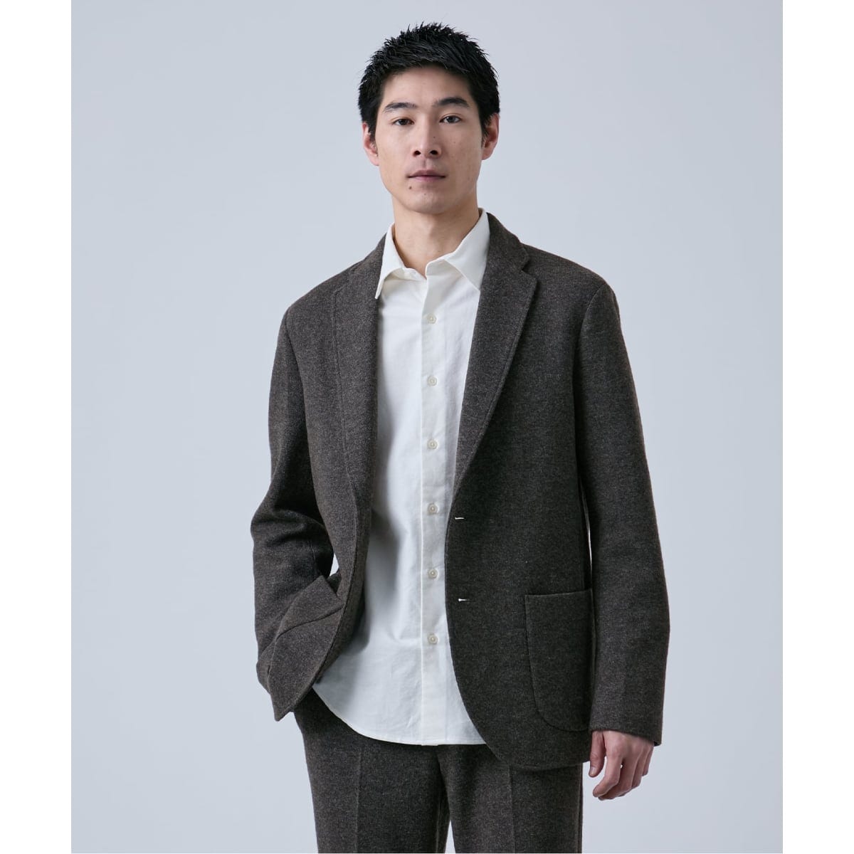 HOOK】個性派 デニム異素材切り替えデザインテーラードジャケット