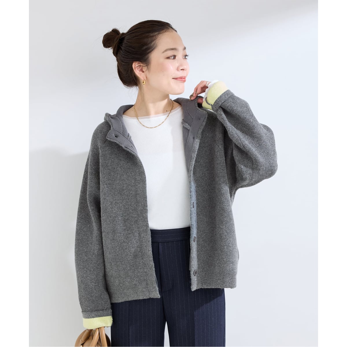 2層スムース編みフーディーブルゾン | ベーセーストック(B.C STOCK