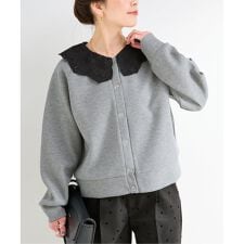 手洗い可 / 2WAYレース襟付きボンディングプルオーバー
