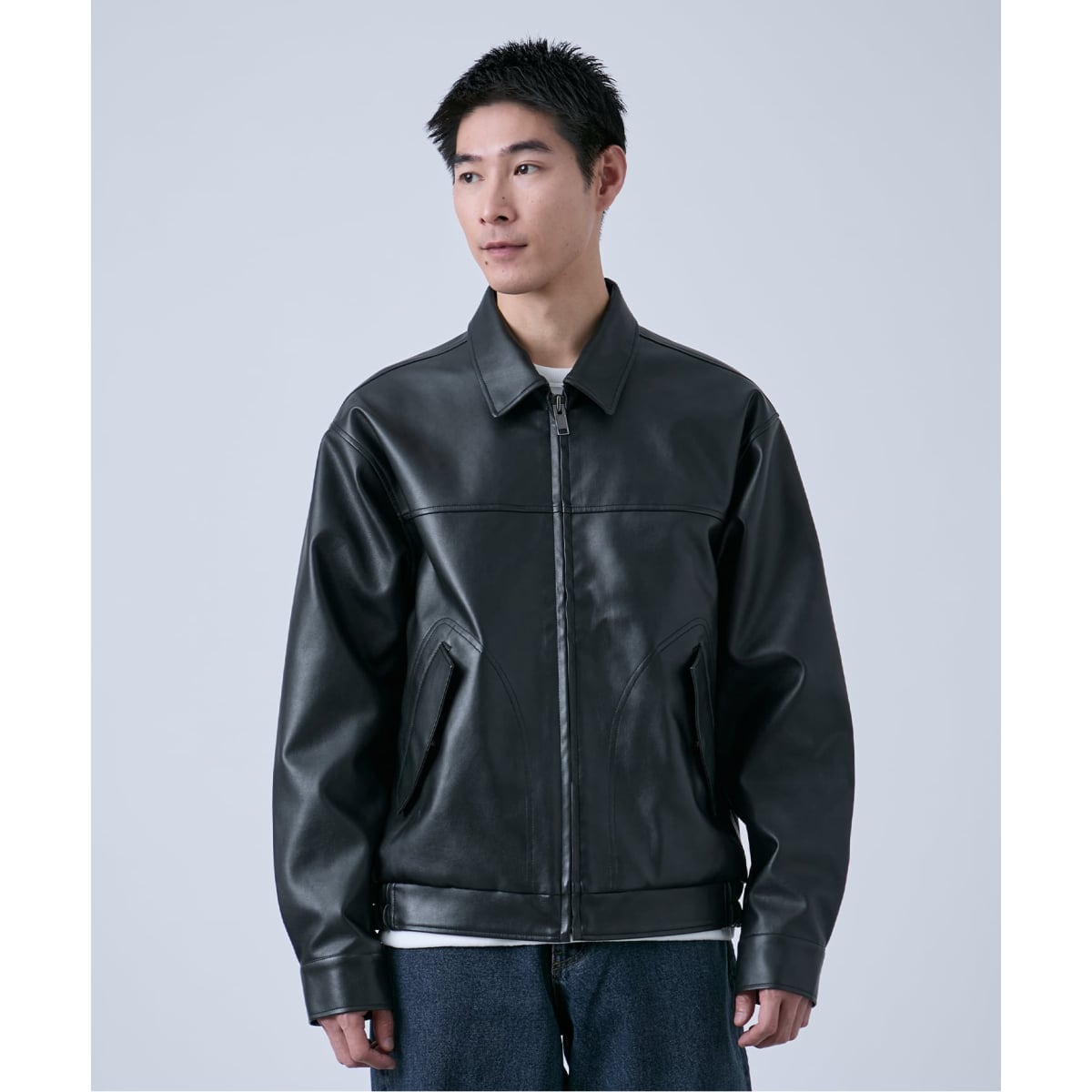 SHIPS any: フェイク スエード (ポリエステル) ダブルライダース