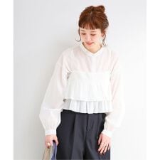《追加2》《2点セット》ウォッシャブル / フリルキャミソールレイヤードブラウス