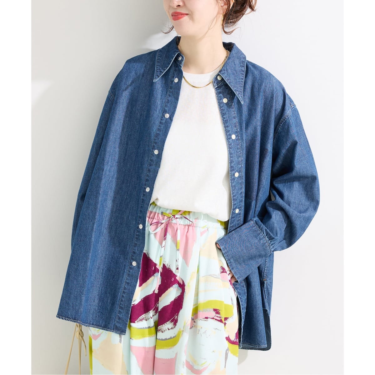 ウォッシャブル / DU JOUR / デュ ジュール LONG-POINT JEAN SHIRT