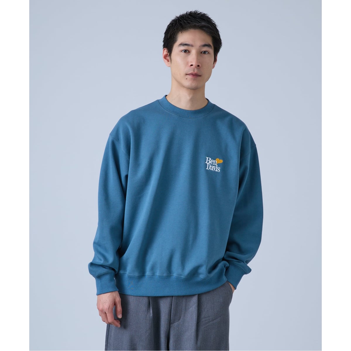 [�}���C]�yBEN DAVIS / �x���f�C�r�X�z�ʒ� Heart LOGO CREW/�x�[�Z�[�X�g�b�N�iB.C STOCK�j �O���[��