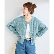 手洗い可 / MIXヤーンクルーネックカーディガン