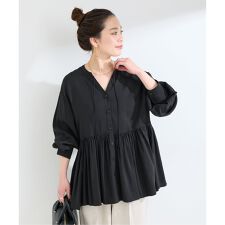 ウォッシャブル / Vネックギャザーブラウス