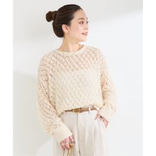 手洗い可 / テープヤーンミックスニットプルオーバー