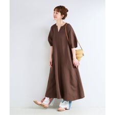 《追加3予約》手洗い可 / リネンレーヨンコクーンスリーブワンピース
