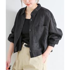 手洗い可 / フレンチリネンクロップ丈シャツ