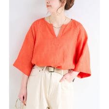 《追加予約》手洗い可 / フレンチリネンワイドスキッパーブラウス