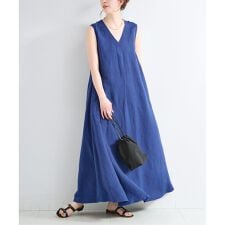 《追加7》手洗い可 / リネンレーヨンスリーブレスワンピース