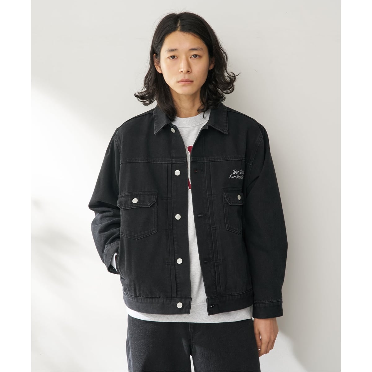 [�}���C]BEN DAVIS / �x���f�C�r�X �ʒ� CLASSIC TRUCKER JACKET/�x�[�Z�[�X�g�b�N�iB.C STOCK�j �u���b�N