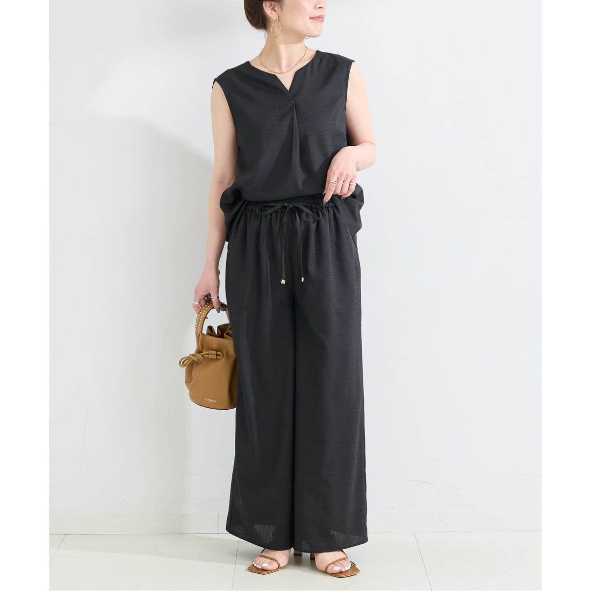 2点オールインワンセット S/Mサイズ展開》《2点セット》ウォッシャブル / リネンライク