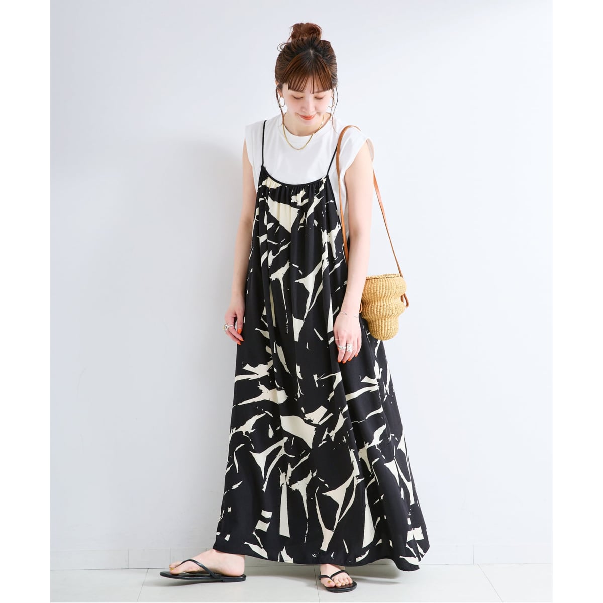【WEB限定】ウォッシャブル / トーナルプリントレイヤーキャミワンピース 追加》【WEB限定】ウォッシャブル / トーナルプリントレイヤーキャミ