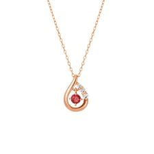 【1月誕生石】K18ピンクゴールド しずく ネックレス