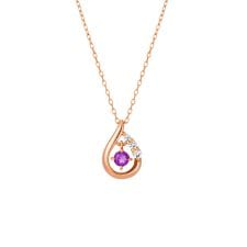 【2月誕生石】K18ピンクゴールド しずく ネックレス