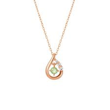 【8月誕生石】K18ピンクゴールド しずく ネックレス