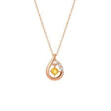【11月誕生石】K18ピンクゴールド しずく ネックレス