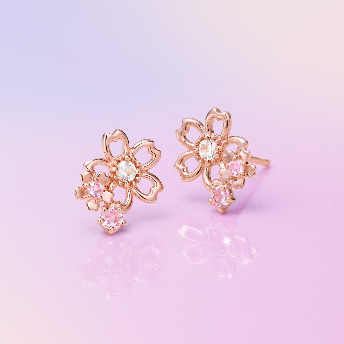 K10ピンクゴールド しずくモチーフ ピアス | カナル4℃(canal4'C