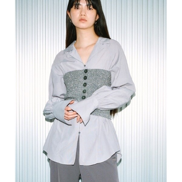 code a コードエー point neck shirt新品 bicolor neck design