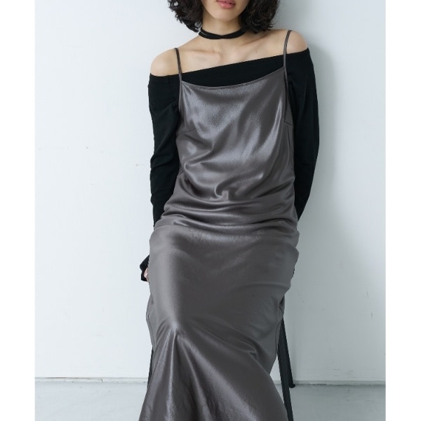 ADAM ET ROPE'】フロントジップ ベロア BOTANICAL DYED DRESS