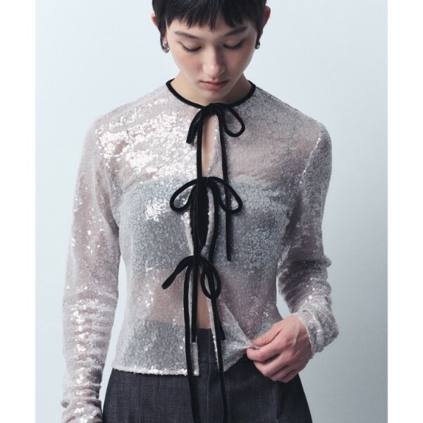Sequinned ribbon blouse／コードエー（CODE A） Sequinned ribbon blouse | コードエー(CODE A) | マルイウェブチャネル