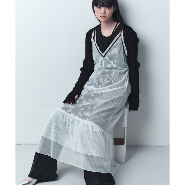 タグ付き 試着のみ&herアンドハー Washer Cami Dressシルバー CODE A｜tulle lace cami dress | コードエー(CODE A) | マルイウェブ