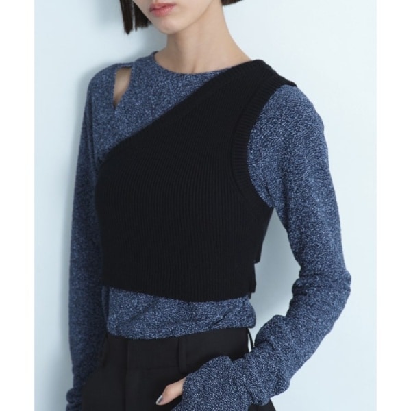 [�}���C]asymmetry knit vest/�R�[�h�G�[�iCODE A�j �u���b�N�i019�j