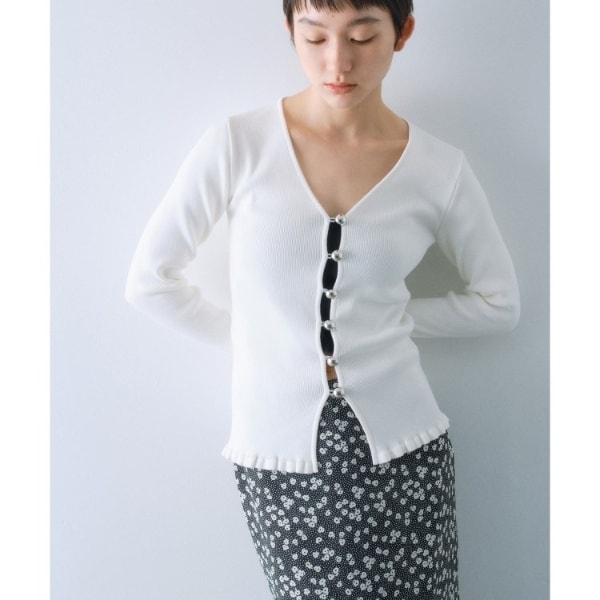 [�}���C]metal buttons knit cardigan/�R�[�h�G�[�iCODE A�j �z���C�g�i001�j